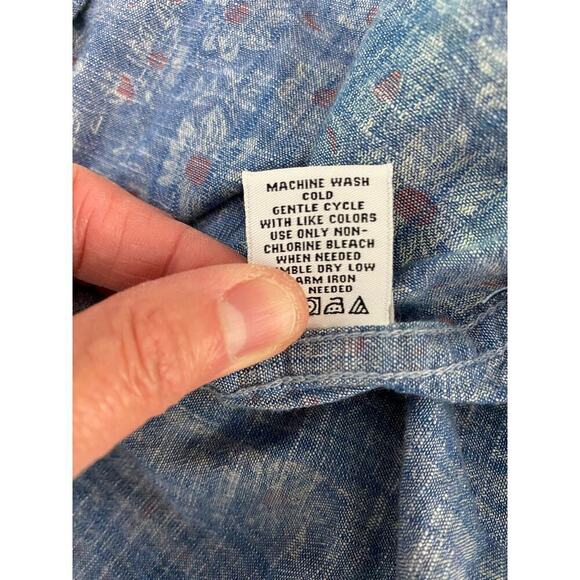 Thread & Cloth Men's M Blue White Red Floral Short Sleeve Button Up Shirt - Picture 6 of 7